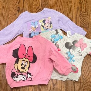 Bundle of 3 Worn Disney Minnie and Friends  Sweatshirts Sized 2T